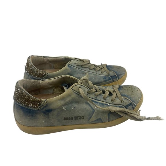 Golden Goose Dyed Blue Glitter Heel Sneakers Sz 39 (8.5) - Picture 1 of 8